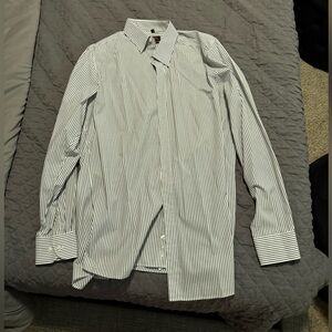 Men’s Button-Down Gray-White-Body-Fit Shirt/Loyd